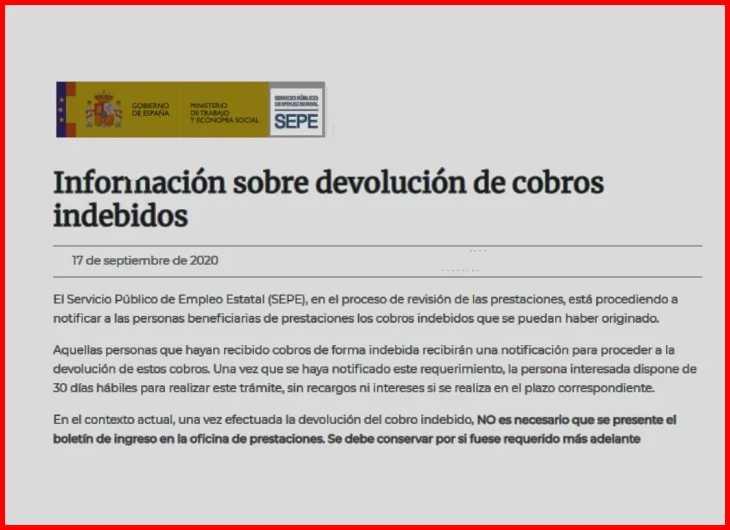 ¿Cobros indebidos y reintegros - SEPE?