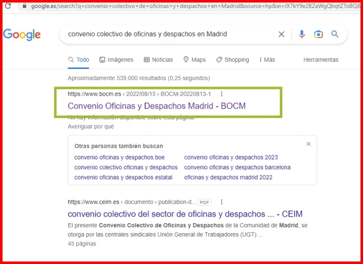 Funcionalidades del buscador de convenios colectivos de CCOO Catalunya