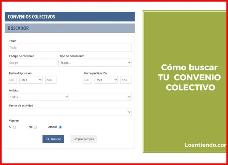 Paso 2 — Filtrar por sector, ámbito geográfico y código del convenio