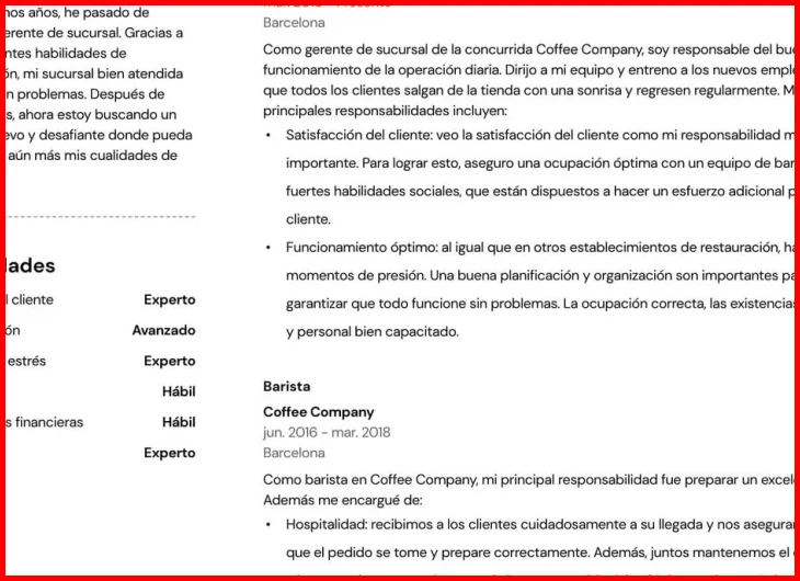 Plantilla de currículum vitae para España