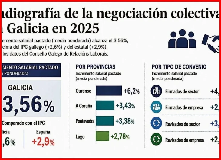 Se destacan los cambios en la estructura de negociación y las nuevas cláusulas sociales incorporadas.</li>

<li><strong>Los convenios colectivos cierran 2025 con una subida salarial:</strong> El informe confirma que los convenios colectivos firmados para 2025 incluyen incrementos salariales como eje central, con ajustes vinculados al IPC y cláusulas de revisión. Se detalla que la subida media acordada busca equilibrar poder adquisitivo y productividad.</li>

<li><strong>[PDF] Disposición 46 del BOE núm. 1 de 2025:</strong> La disposición 46 del BOE de 2025 regula aspectos concretos de los convenios colectivos, estableciendo nuevos plazos de registro y publicación oficial. El artículo señala que esta normativa afecta directamente a la ultraactividad y la vigencia de los acuerdos sectoriales.</li>

<li><strong>Convenios Colectivos en España 2025: Guía Completa:</strong> El artículo funciona como una guía integral que resume las principales novedades de los convenios colectivos en España para 2025. Incluye cambios en la negociación colectiva, obligaciones de registro digital, y nuevos criterios para la interpretación de cláusulas en sectores estratégicos.</li></ol>