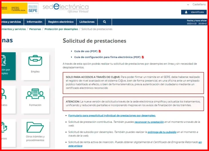 ¿Solicitud de prestaciones - sede electrónica del SEPE?